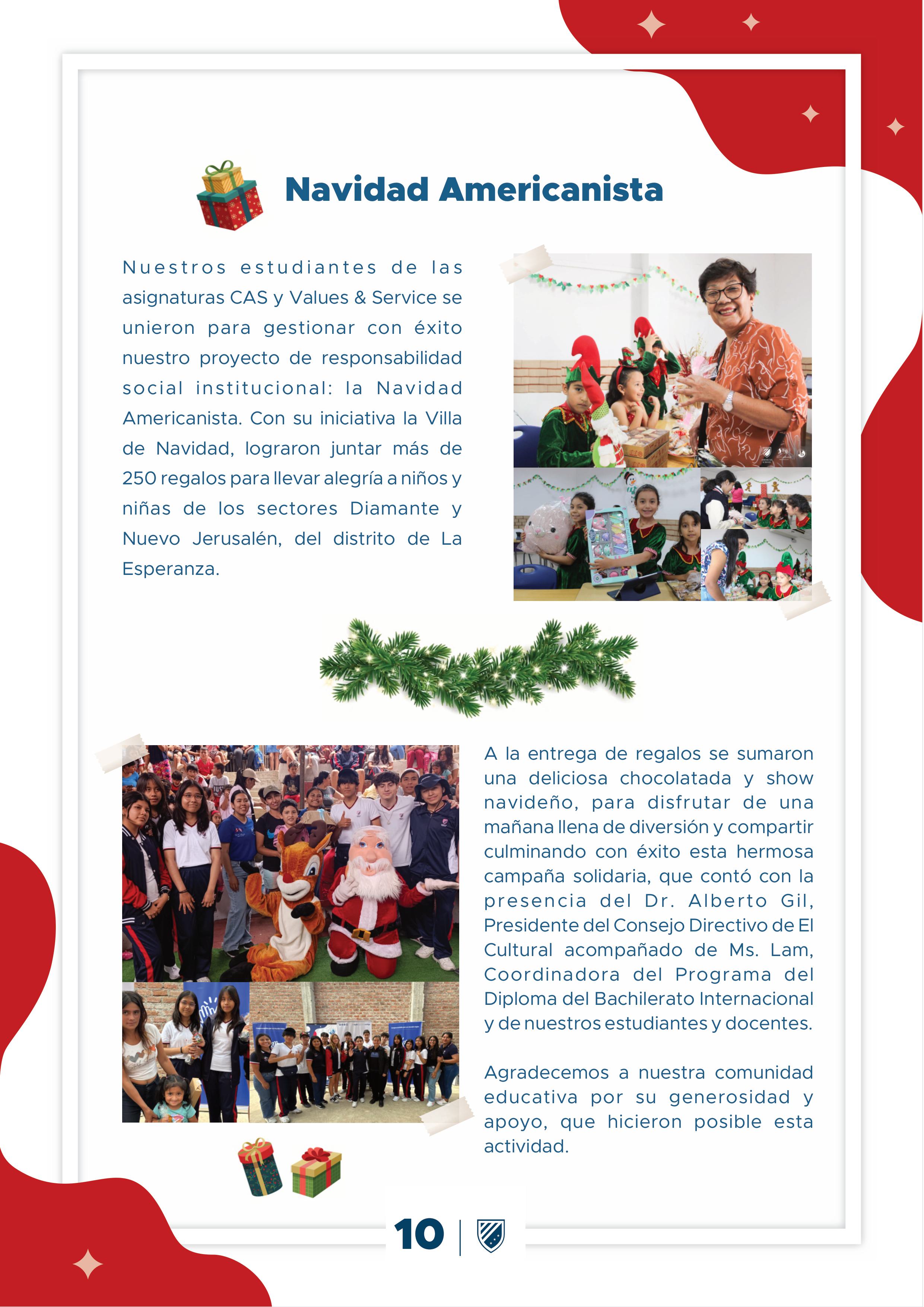 Presentamos la 10 edición de nuestro boletín institucional, correspondiente al mes de diciembre 2024.  We are a American School!