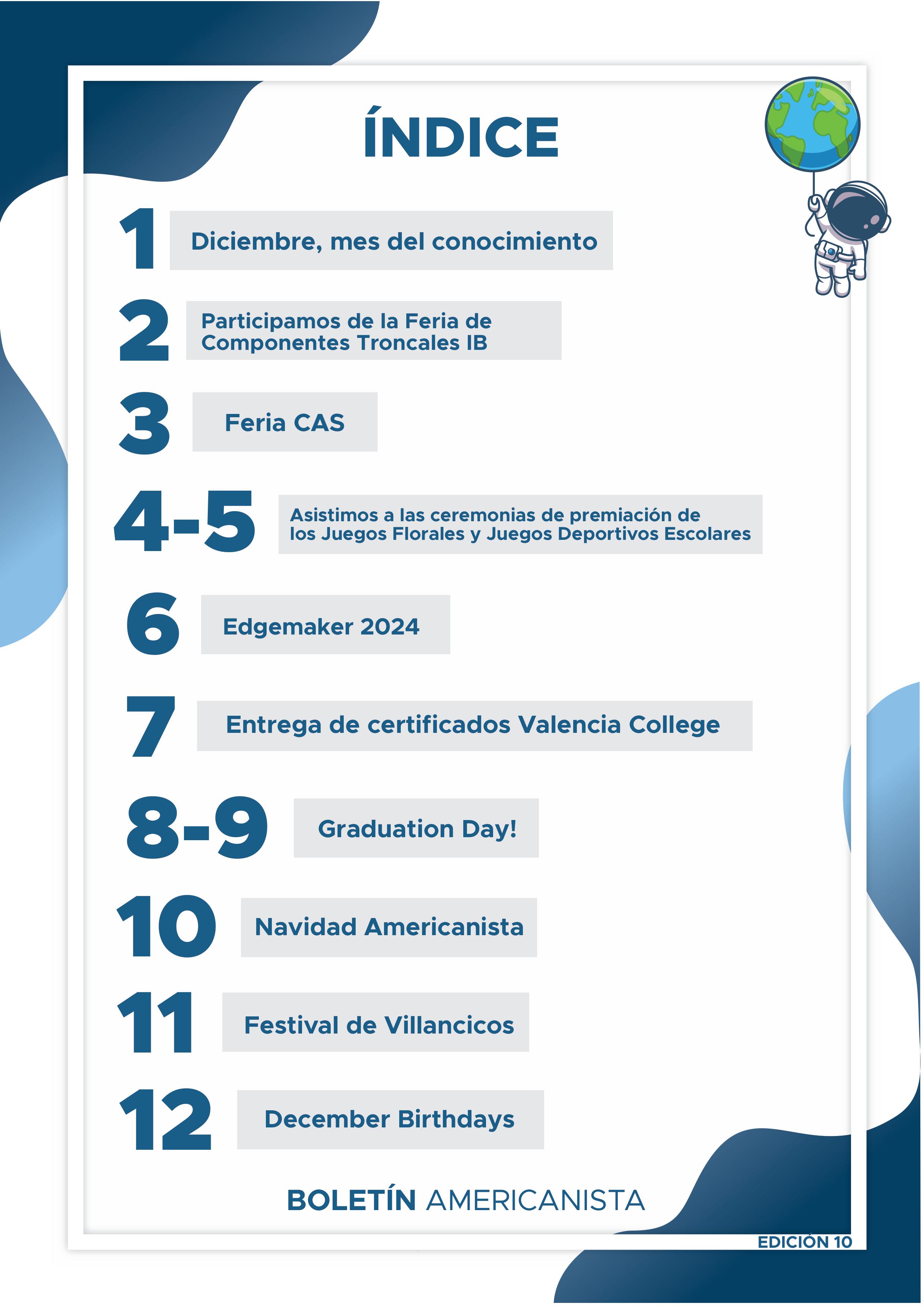 Presentamos la 10 edición de nuestro boletín institucional, correspondiente al mes de diciembre 2024.  We are a American School!